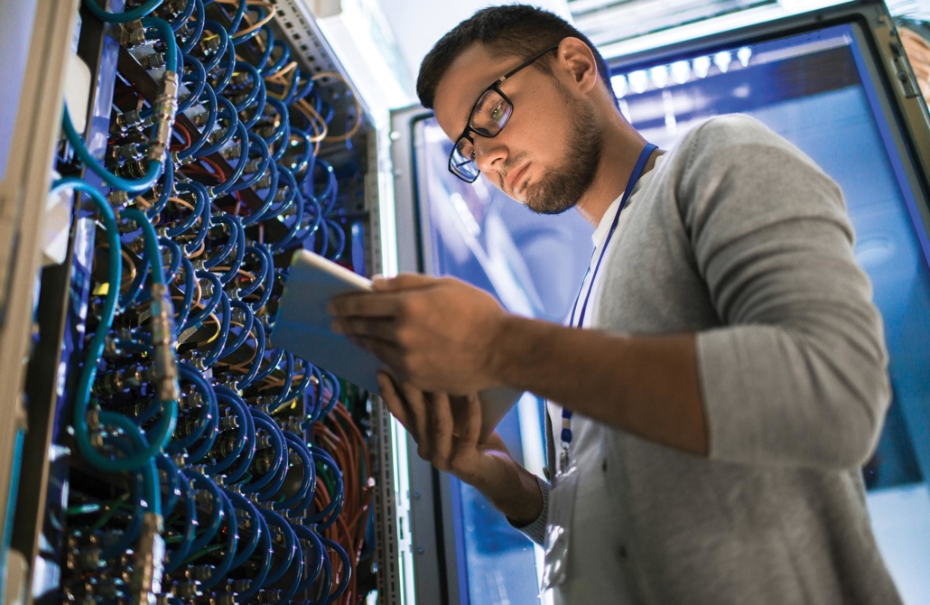 Network Engineer in server room